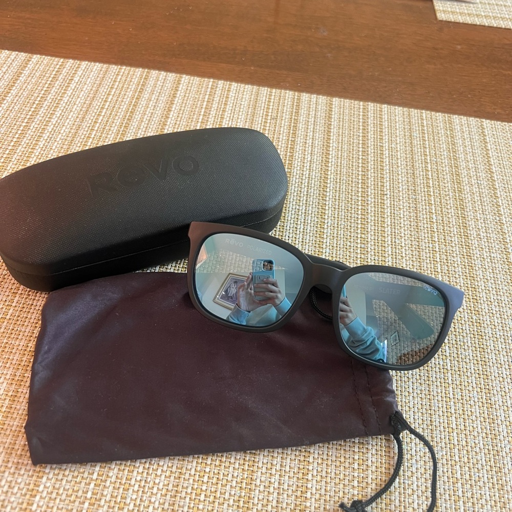 Revo Matte Black Sunglasses with Reflective Blue Lenses